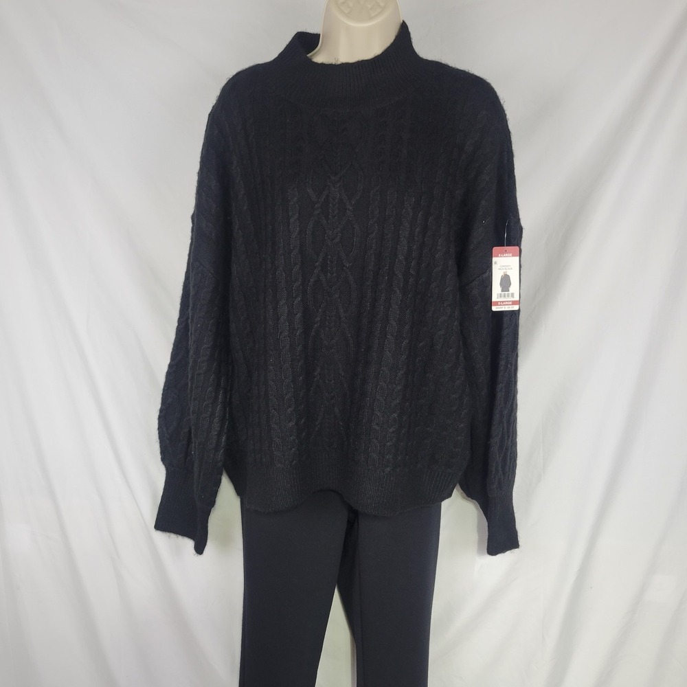 VINCE CAMUTO LADIES CLIP DOT SEELVE SWEATER, IN RICH BLACK, Xlarge MSRP $69